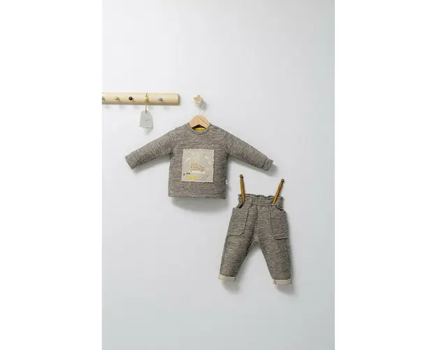 Set 2 piese cu bluzita si pantalonasi de iarna King, Tongs baby (Culoare: Verde, Marime: 9-12 luni)