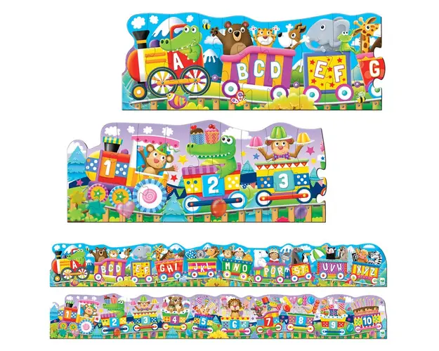 Set 2 Puzzle-Uri Trenul Urias Cu Numere Si Litere - Eng