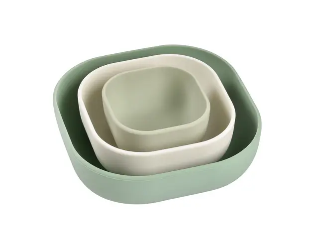 Set 3 boluri din silicon Beaba Sage Green