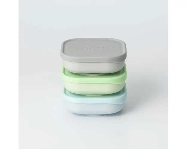 Set 3 boluri pentru hrana bebelusi Miniware Snack Bowl, 100% din materiale naturale biodegradabile, Aqua+Grey+Keylime