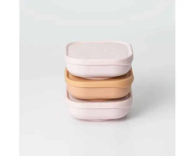 Set 3 boluri pentru hrana bebelusi Miniware Snack Bowl, 100% din materiale naturale biodegradabile, Cotton Candy+Toffee+Vanilla