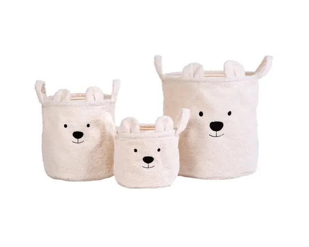 Set 3 cosuri depozitare Childhome Teddy Alb