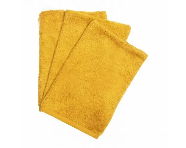 Set 3 manusi pentru baie din bambus Ocru