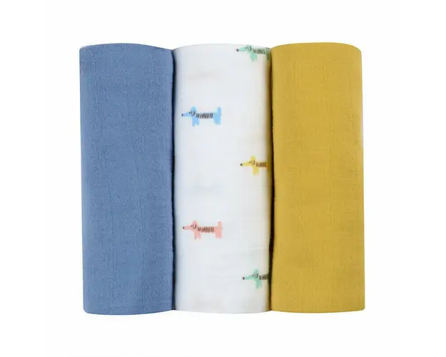 Set 3 Museline Beaba bumbac organic 70x70 cm Teckel Beige