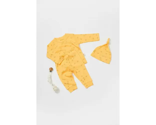 Set 3 piese:bluza, pantaloni si caciulita Printed, BabyCosy, 50% modal+50% bumbac, Lamaie (Marime: 18-24 Luni)