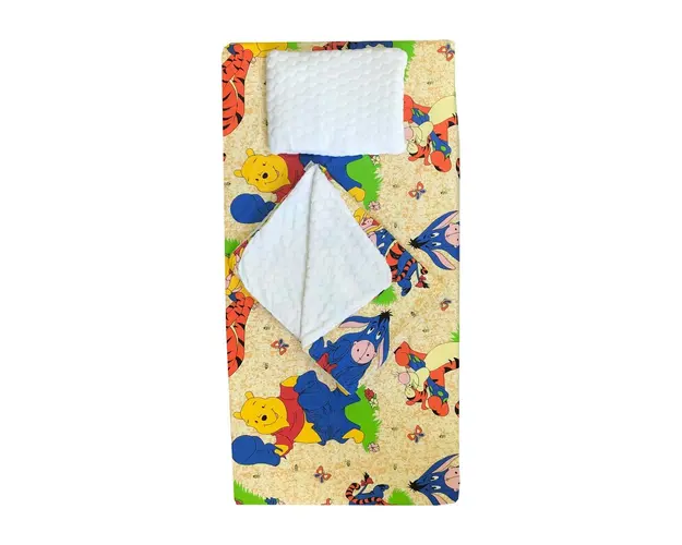 Set 3 piese de iarna paturica cu cearsaf si pernuta pentru pat 140x70 cm Deseda Aiurila bej