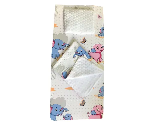 Set 3 piese de iarna paturica cu cearsaf si pernuta pentru pat 140x70 cm Deseda Animale