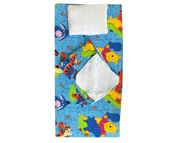 Set 3 piese de iarna paturica cu cearsaf si pernuta pentru pat 160x80 cm Deseda Aiurila albastru