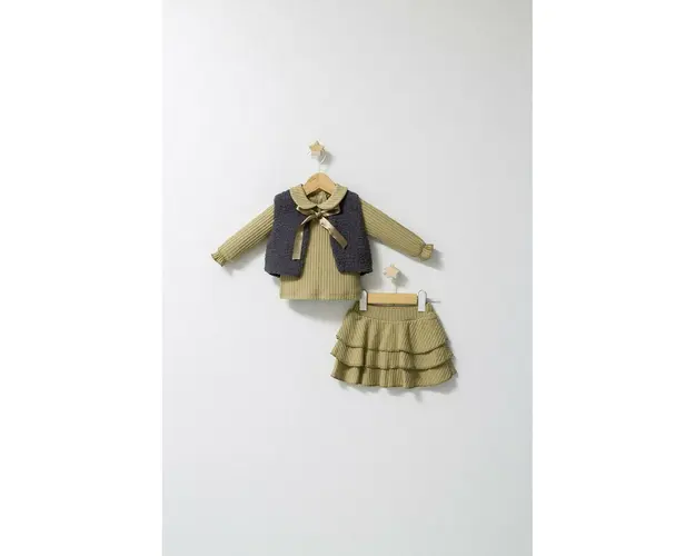 Set 3 piese: fustita, bluzita si vestuta eleganta pentru bebelusi Fun Penguin, Tongs baby (Culoare: Gri, Marime: 12-18 Luni)