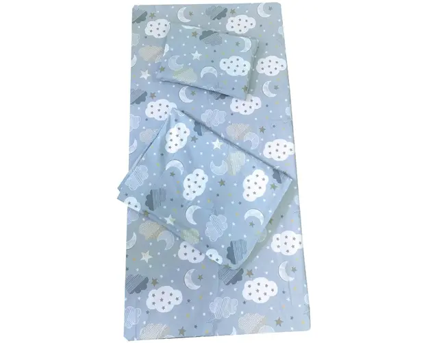 Set 3 piese paturica cu cearsaf si pernuta 160x80 cm Norisori albastrii