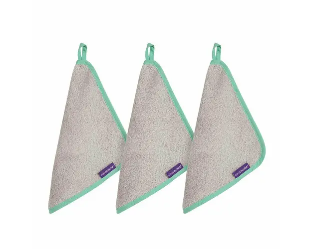 Clevamama - Set 3 prosoape Pentru fata bebelusilor din Bambus, 18x12 cm, Gri