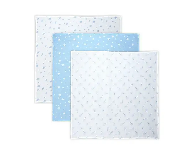 Set 3 scutece din muselin 80x80 cm TRIO, Aquatic Mix