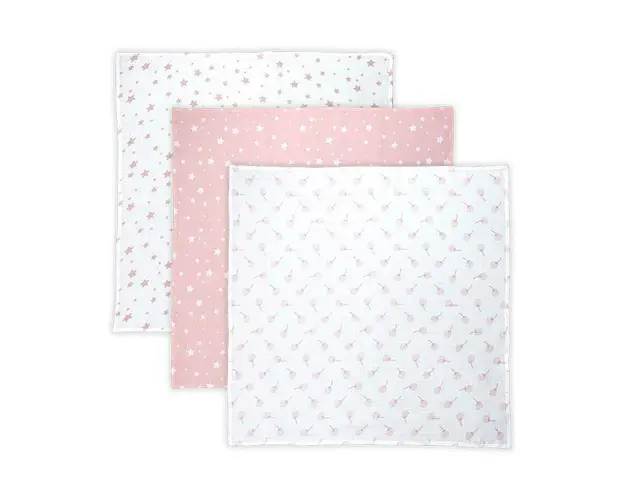 Set 3 scutece din muselin 80x80 cm TRIO, Mellow Rose Mix
