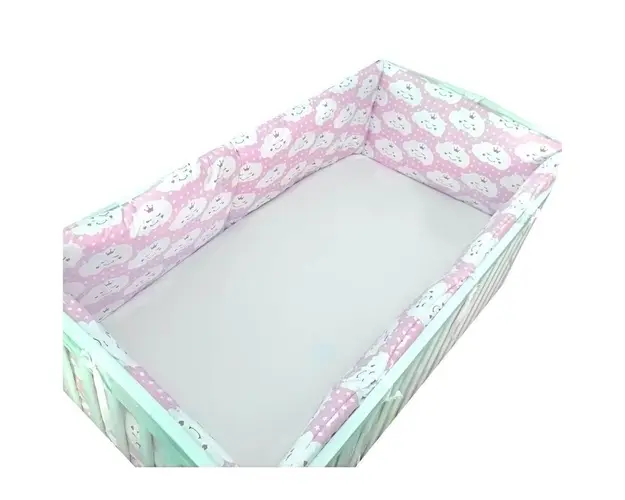 Set 4 aparatori protectii laterale pat pufoase 140x70 cm h39cm Deseda Norisori zambareti roz