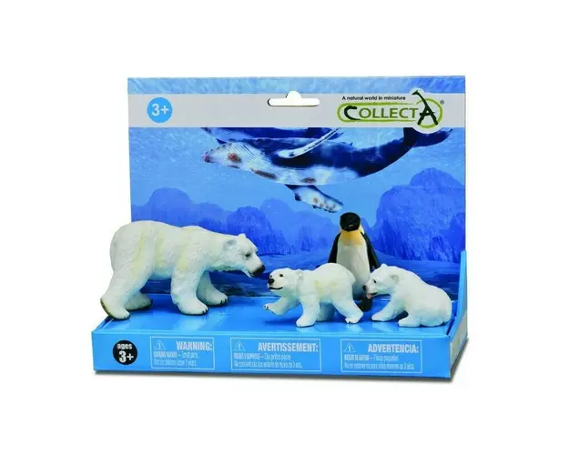 Collecta - Set 4 figurine pictate manual Ursi polari si pinguin