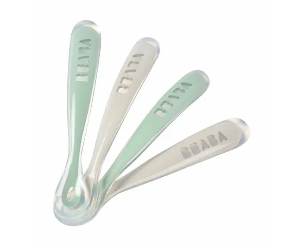 Set 4 lingurite silicon +4 luni Beaba Sage Green