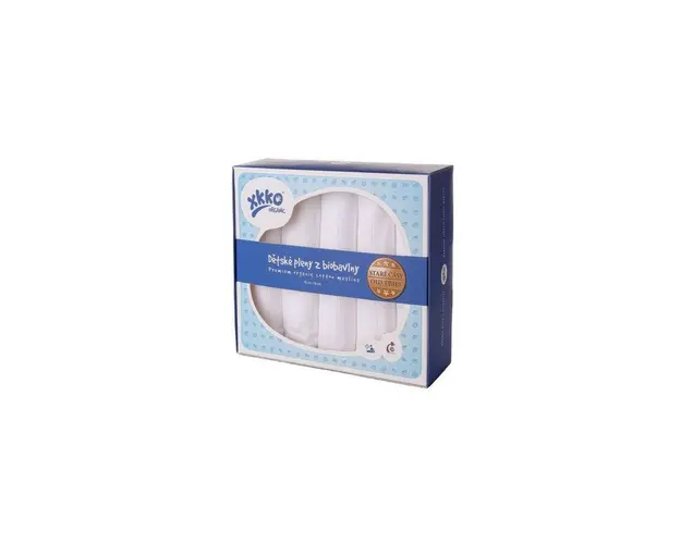 XKKO - Set 5 museline din bumbac organic 70x70cm, Alb