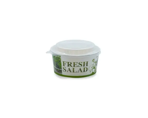 Set 50 Boluri pentru salata din carton, cu capac, Capacitate 1100 ML, Model Fresh, meniu fast food la pachet