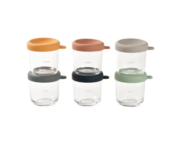 Set 6 recipiente sticla Beaba 250 ml Sunrise Colormix