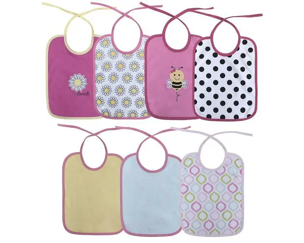 Set 7 bavete, bumbac ambele fete, 20x25,5 cm, inchidere cu snur, Pink