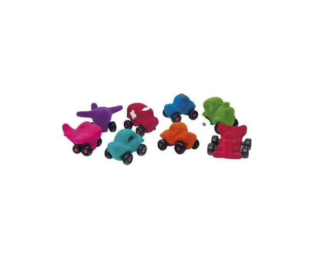 Set asortat 8 vehicule cauciuc natural M1, 12 cm, Rubbabu