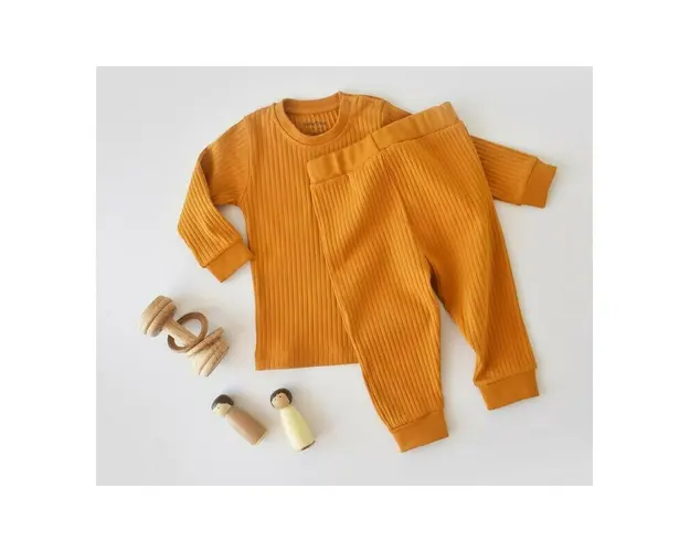 Set bluzita cu maneca lunga si pantaloni lungi din bumbac organic si 5% elastan - Sofran, BabyCosy (Marime: 6-9 luni)