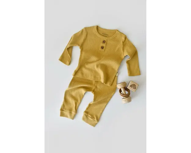 Set bluzita cu maneca lunga si pantaloni lungi din bumbac organic si modal - Sofran BabyCosy (Marime: 6-9 luni)