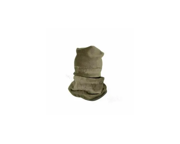 KidsDecor - Set caciula cu protectie gat Fleece Kaki pentru copii 18-36 luni, din bumbac