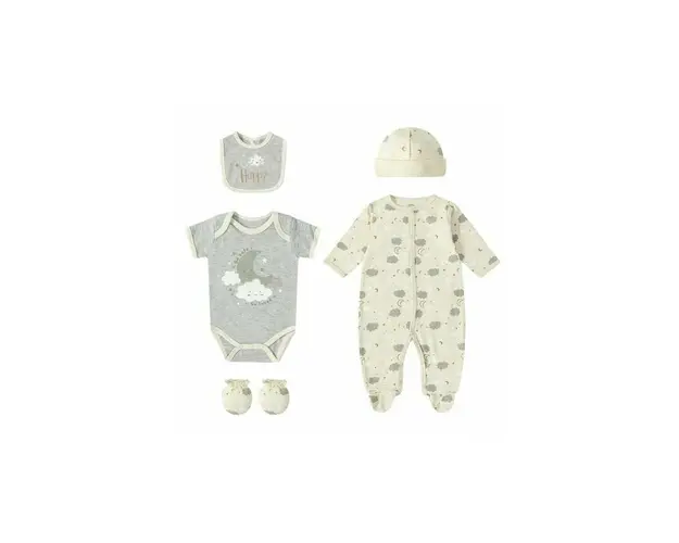 Set cadou bebe 5 piese bumbac model norisori 3-6 luni