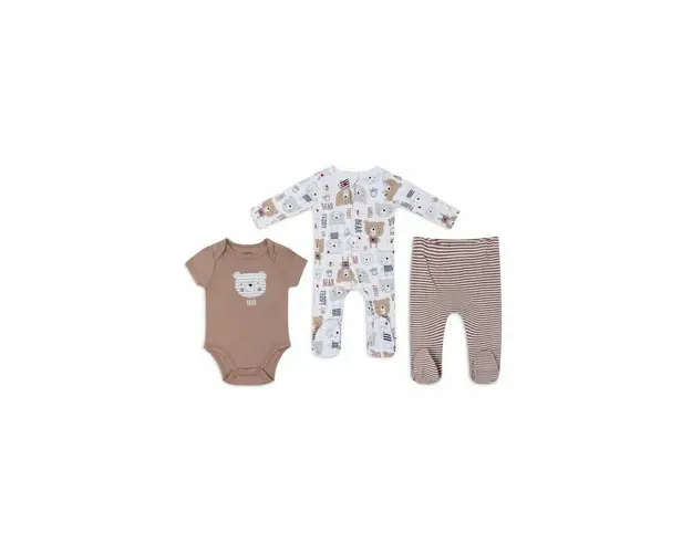 Set cadou bebelusi 3 piese model ursulet marime 3-6 luni