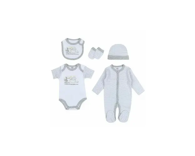 Set cadou bebelusi 5 piese bumbac Welcome to the world - marimea 3-6 luni