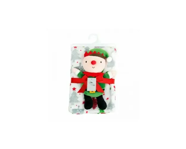 Mother's choice - Set cadou Craciun cu paturica din fleece si jucarie de plus Elf
