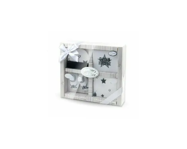 Mother's choice - Set cadou nou nascuti 4 piese din bumbac model captain awesome - alb