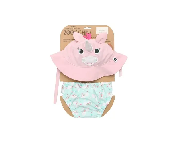 Set Chilotel De Baie Si Palarie, Marimea L, UPF 50+, Zoocchini, Unicorn