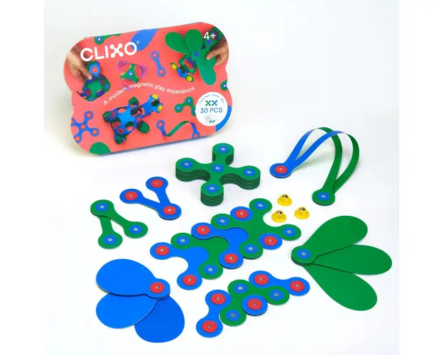 Clicstoys - Set Clixo de construit cu magnet, Itsy pack Blue-Green 30