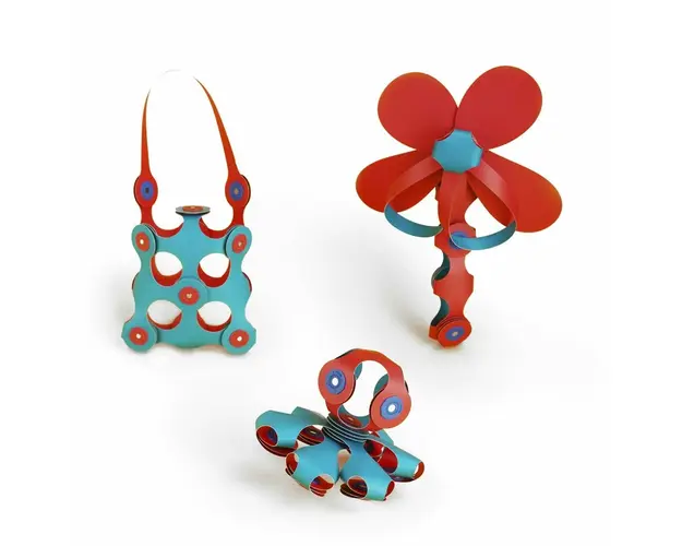 Clicstoys - Set Clixo de construit cu magnet, Itsy pack Flamingo-Turquoise 30