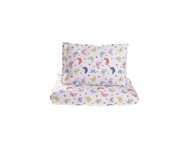 Set complet lenjerie 5 piese pentru patut incastrabil gradinita model fluturasi
