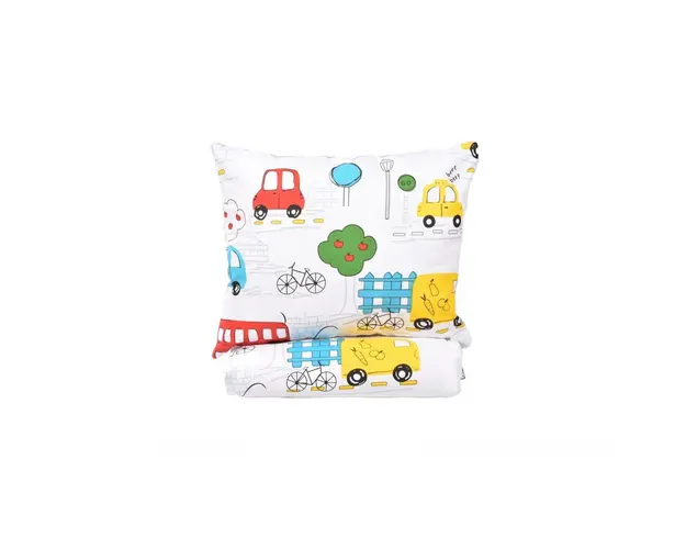 Set complet lenjerie 5 piese pentru patut incastrabil gradinita model masinute colorate