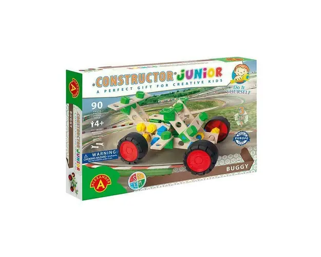 Set constructie 90 piese din lemn Constructor Junior- Buggy 3 in 1, +4 ani, Alexander