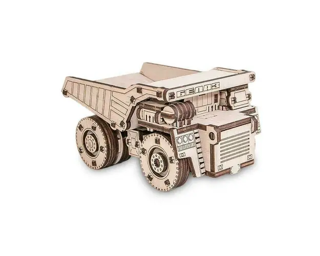 Set constructie cu mecanism Puzzle 3D BELAZ MINI din lemn 106 piese @ EWA