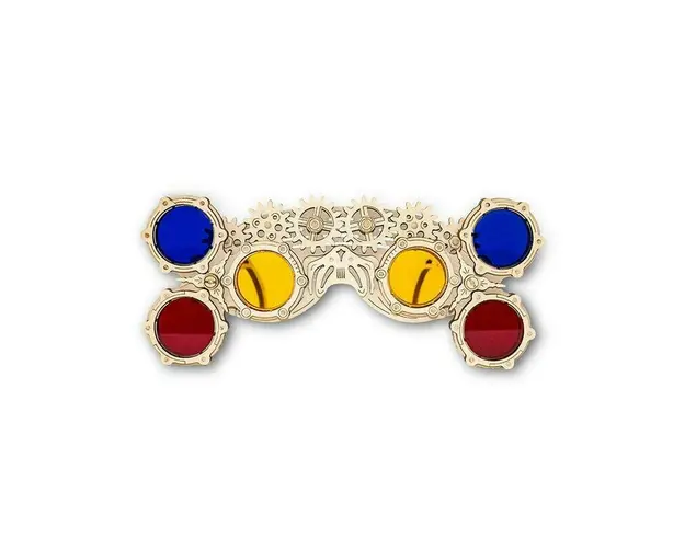 Set constructie cu mecanism Puzzle 3D GLASSES 'GOGGLES: TRIANGLE' din lemn 74 piese @ EWA