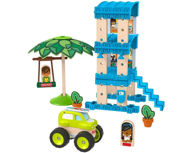 Set constructie Fisher-Price Wonder Makers Beach Bungalow 35 piese