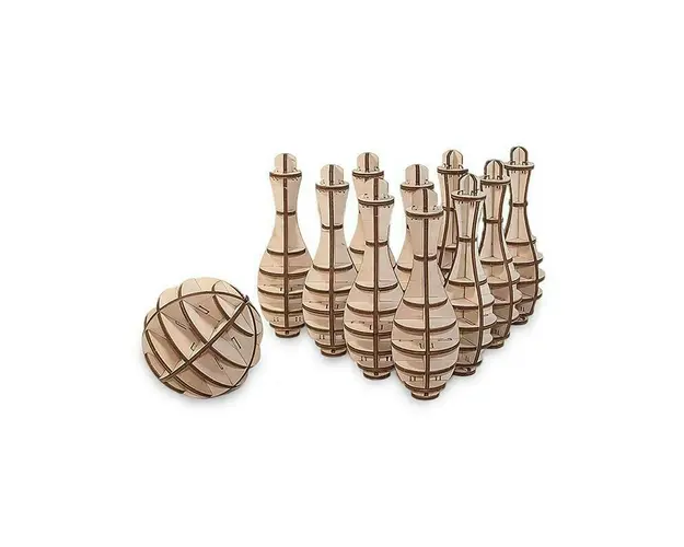 Set constructie mini cu mecanism Puzzle 3D MINI BOWLING din lemn 131 piese @ EWA