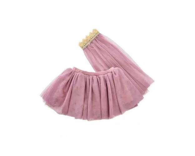 Set costum Fusta si voal cu coronita din tul pentru fetite 3-5 ani, roz, byASTRUP