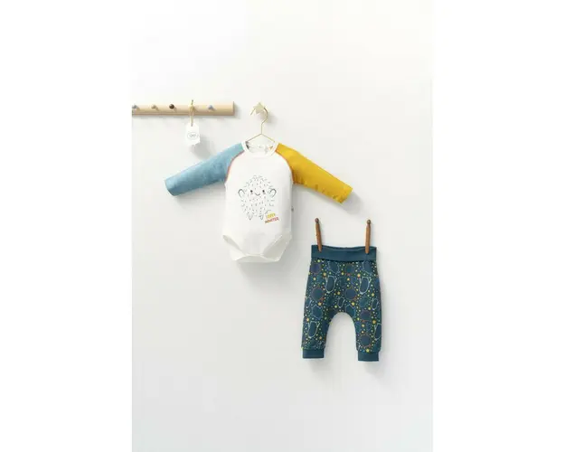 Set cu pantalonasi si body cu maneca lunga pentru bebelusi Monster, Tongs baby (Culoare: Bleumarin, Marime: 6-9 luni)