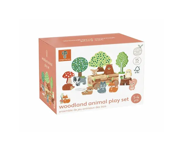 Set cu piese din lemn animale de padure, Orange Tree Toys