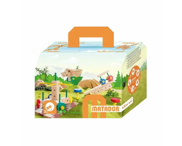 Set cuburi de constructie din lemn Maker 200, +3 ani, Matador
