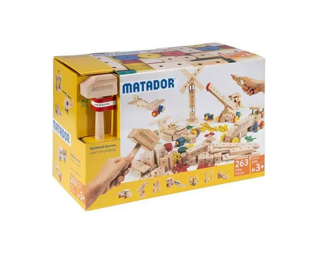 Set cuburi de constructie din lemn Maker 263 piese, +3 ani Matador
