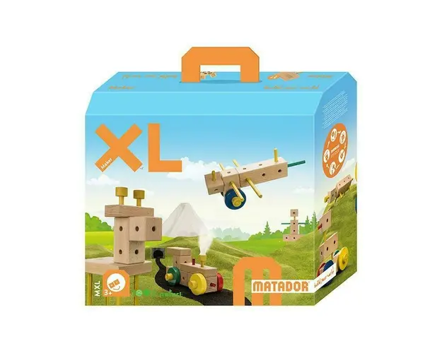 Set cuburi de constructie din lemn Maker XL, +3 ani, Matador