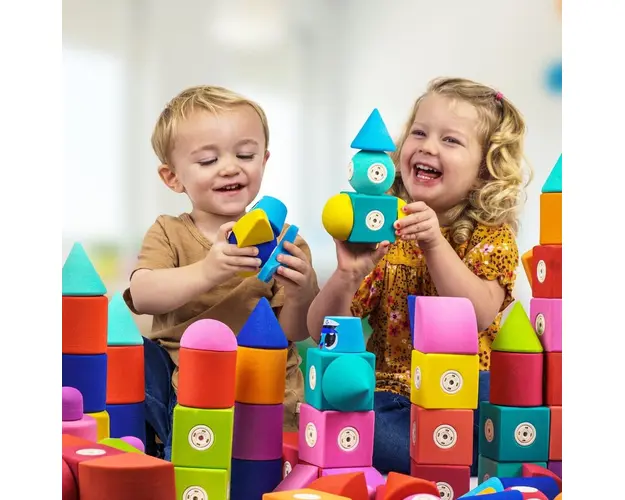 Clicstoys - Set cuburi din spuma cu magnet Blockaroo, Avion 10 piese